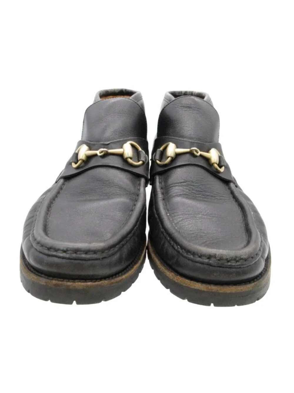 Gucci Boots Horsebit Chukka Leather Gold Shoes Black